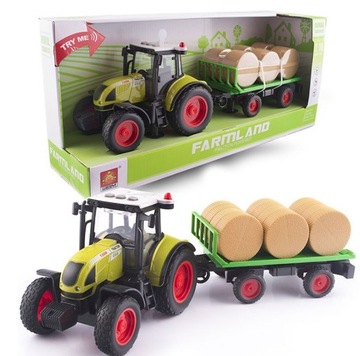 TRAKTOR CIĄGNIK ROLNICZY Z PRZYCZEPKĄ BALE SIANA