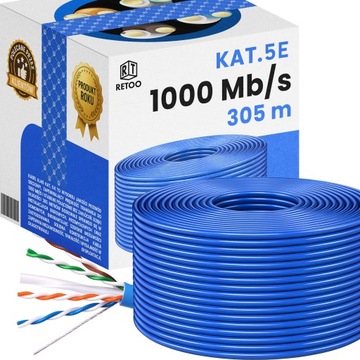 KABEL SIECIOWY LAN RJ45 CAT 5E UTP PRZEWÓD INTERNETOWY 305M PRĘDKOŚĆ 1 Gb/s