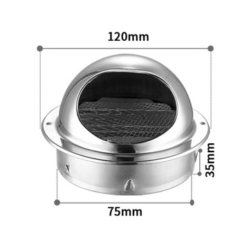 Вентиляционный канал Вытяжка воздуха Крышка гриля Вентиляционная стенка Воздуховыпускное отверстие диаметром 75 мм