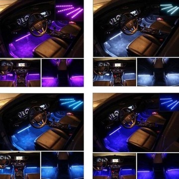 Pasek neonowy RGB LED do wnętrza samochodu Bluetooth Lampka kontrolna aplikacji telefonu