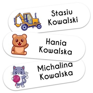 Naklejka wodoodporne imienne do przedszkola 58 szt