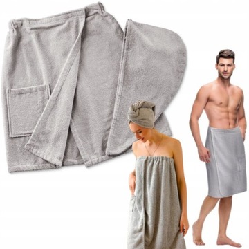 KILT RĘCZNIK KĄPIELOWY + TURBAN NA GŁOWĘ MĘSKI - DAMSKI DO SAUNY SPA BASEN