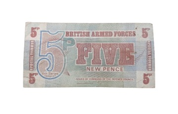 Stary Banknot kolekcja 5 new pence Wielka Brytania