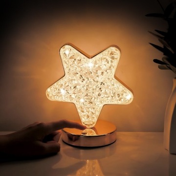 LAMPKA NOCNA KRYSZTAŁOWA LED GWIAZDA LAMPA STOŁOWA