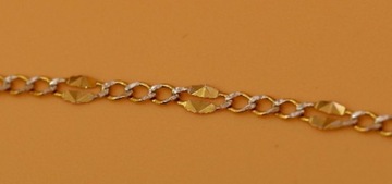 Łańcuch figaro finezja diam białe złot 50cm złoto 585