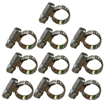 10x OPASKI ZACISKOWE CYBANTY ślimakowe ZACISKI metalowe SKRĘCANE 8-12mm