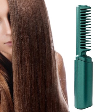 Беспроводная щетка-выпрямитель для волос, против ожогов, портативная, многофункциональная, зеленая.