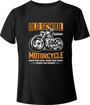 T-shirt Motocykl "OLD SCHOOL MOTORCYCLE" M Biały