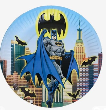 TALERZYKI JEDNORAZOWE BATMAN 10 SZT IMPREZA HAPPY BIRTHDAY
