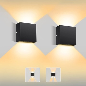 LAMPKA ŚCIENNY LED 12W KINKIET WEWNĘTRZNY LOFT REGULOWANĄ 2700K 750LM 2SZT