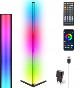 LAMPA PODŁOGOWA STOJĄCA NAROŻNA LED RGB 150CM efekt tęczy