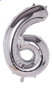 Duża CYFRA balon XXL 100 cm SILVER urodziny 6