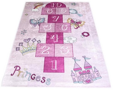 Детский ковер Hopscotch Princess 120x170, ПРОТИВОСКОЛЬЗЯЩИЙ, МОЮЩИЙСЯ