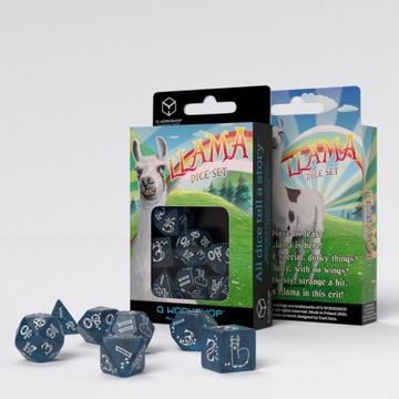 Zestaw kości Llama Shimmering Dark Blue & White