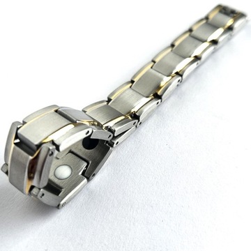 Мужской магнитный браслет здоровья СЕРЕБРЯНЫЙ ЗОЛОТОЙ 22см Подарок Универсальный