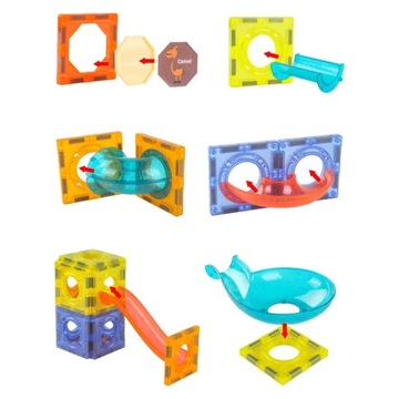 ŚWIECĄCE KLOCKI MAGNETYCZNE ŚWIECĄCY TOR MAGNETYCZNY dla kulek ZESTAW XXL