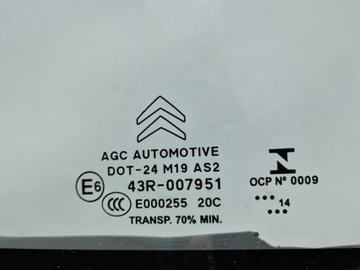 CITROEN C3 2014R SKLO (OKNO) DVEŘE PŘEDNÍ LEVÝ