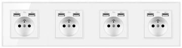 ЧЕТЫРЕХРОЗЕТКА СТЕКЛЯННАЯ РОЗЕТКА С 8 USB 5В/2.1А