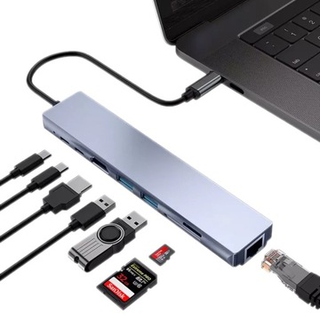 USB 3.0 HUB USB-C ADAPTER LAN RJ45 HDMI 4k SD