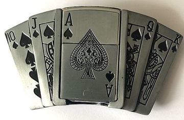 Karty poker z zapalniczką benzynową klamra do pasa