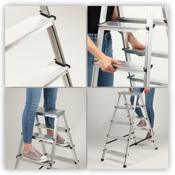 ЛЕСТНИЦА ДОМАШНЯЯ АЛЮМИНИЕВАЯ 2х5 ДВУХСТОРОННЯЯ 125 кг