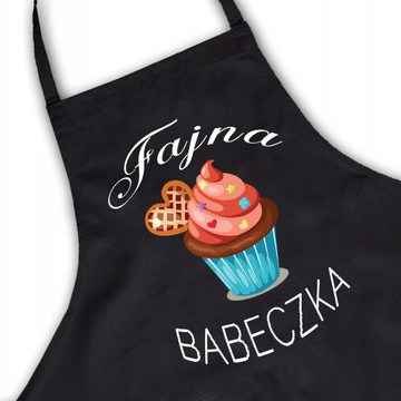 Fartuch kuchenny Czarny Fajna Babeczka Wzór 01