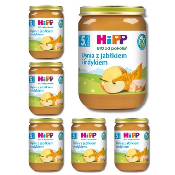 HiPP BIO obiadek DYNIA Z JABŁKIEM I INDYKIEM po 5 miesiącu 6x190g