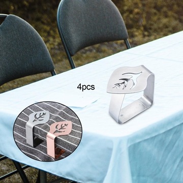 4x зажим для скатерти Настольный зажим для скатерти из нержавеющей стали, сусальное серебро