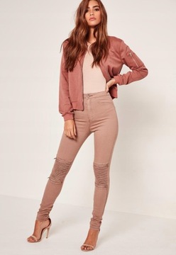 MISSGUIDED SPODNIE SKINNY JEANS ZIP GQZ XXH__XXS