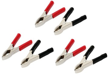 6x Krokodylek elektrotechniczny czerwony/czarny 30A zestaw 6szt