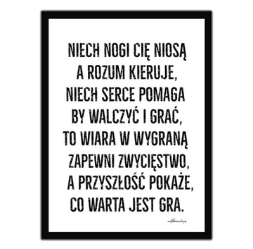 Plakat w czarnej ramie piłka nożna cytat 30x40