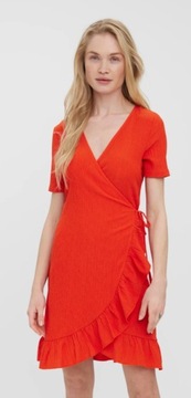 Krótka modna sukienka letnia vero moda orange S