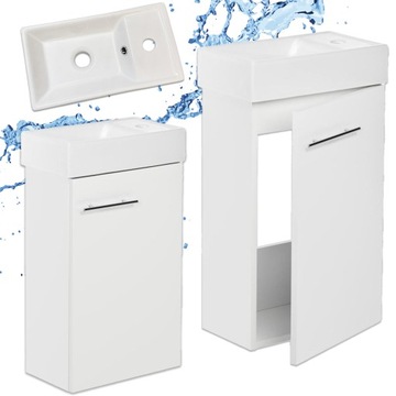 Szafka Łazienkowa Wisząca z Umywalką 40 x 22 Slim Biała Lakier Front MDF