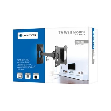 Настенное крепление для телевизоров с диагональю 13–27 дюймов. Кабельная система Cabletech, 15 кг.