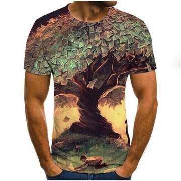 MODNY T-SHIRT MĘSKI KOSZULKA 3D Z NADRUKIEM WZORY, L