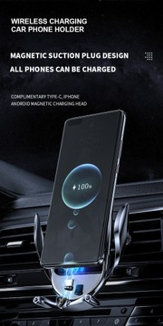 Быстрое беспроводное автомобильное зарядное устройство для iPhone 15, 14, 13, 12, Samsung, Xiaomi