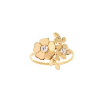 Pierścionek srebrny złocony cyrkonie kwiat 925