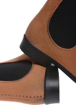 KRÓTKIE KALOSZE DAMSKIE ZAMSZOWE SZTYBLETY camel37