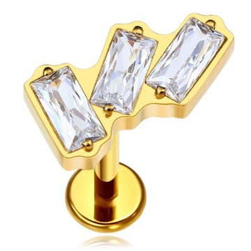 KOLCZYK LABRET ZŁOTY UCHO HELIX TYTANOWY 1,2/8