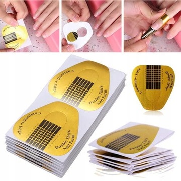 Полукруглые золотые шаблоны для наращивания ногтей