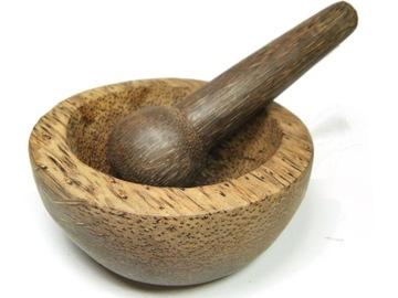 Moździerz z Drewna Kokosowego + Tłuczek śr. 11cm Indonezja