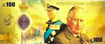 KRÓL KAROL III Pozłacany Banknot 100 Funtów