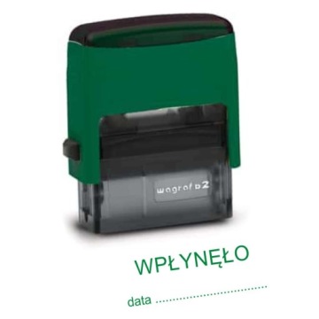 PIECZĄTKA automatyczna WPŁYNĘŁO data ZIELONY tusz OBUDOWA rozmiar 2