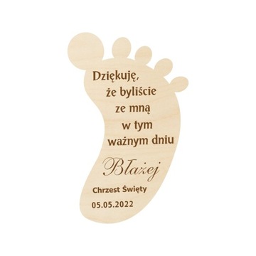 Podziękowanie, magnes, Chrzest Święty, stópki