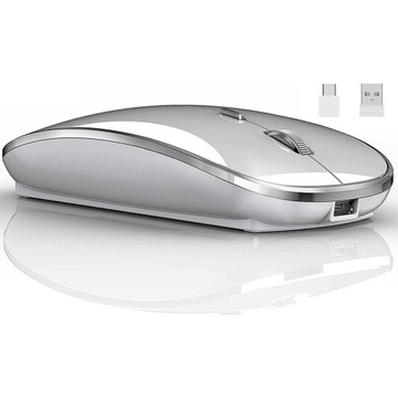 BEZPRZEWODOWA MYSZ 2.4G USB SREBRO ADAPTER TYPU C