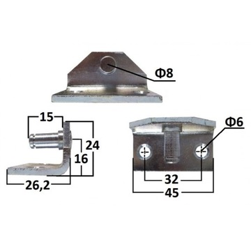 UCHWYT SPRĘŻYNY GAZOWEJ PODPORA KĄTOWA SWORZEŃ FI8