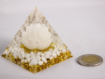 ПИРАМИДА ОРГОНИТ АГАТ ГАВЛИТ ЗОЛОТАЯ ФОЛЬГА КУБ МЕТАТРОН ПОДАРОК ​​5 см