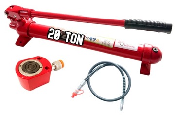 ZESTAW 20T POMPA HYDRAULICZNA + SIŁOWNIK HYDRAULICZNY ROZPIERAK NISKI PRASA