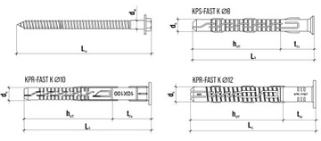 РАМОЧНЫЙ РАСШИРИТЕЛЬ KPR-FAST 10x140 ШТИФТЫ 25 шт.
