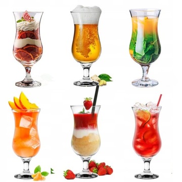 6 x Kieliszek do drinków koktajli piwa soku pokal szklanka na nóżce 420 ml